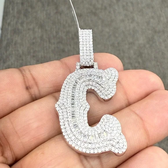 925 Sterling silver moissanite Diamond later C pendant